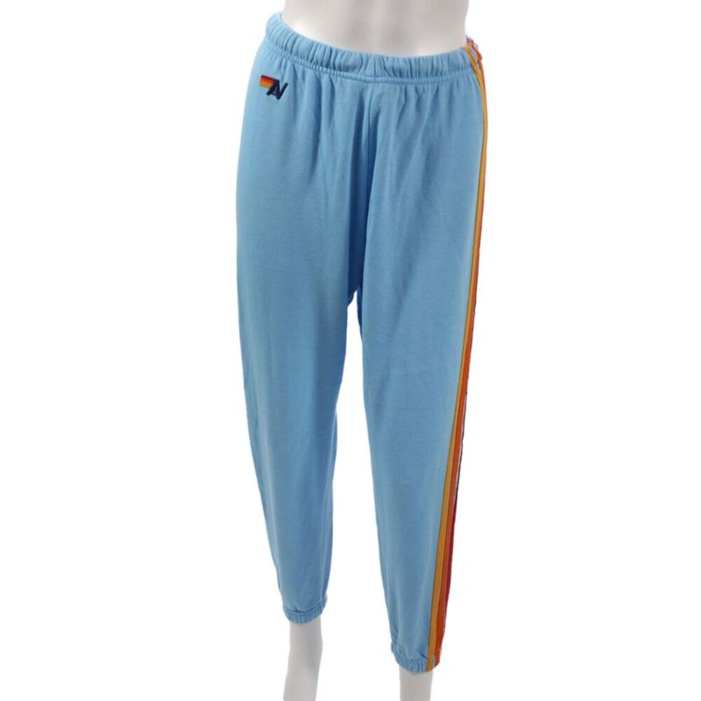 Aviator Nation Unisex Light Blue Striped Jogger Sweatpants 80s Size S